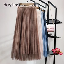 Плиссированная юбка, Вельветовая длинная юбка с высокой талией, Женская юбка макси, женские юбки, мода, школьная юбка с блестками