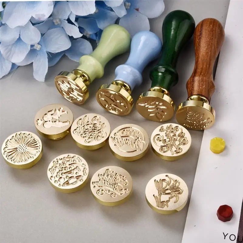 Retro Wax Seal Stamps Retro Vintage Sealing Scrapbooking Stamps Copper Head Sealing Tools Sets Post Decor For Wrapping Cards