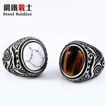 

steel solider new arrival stainless steel men stone charm punk flower titanium steel jewelry