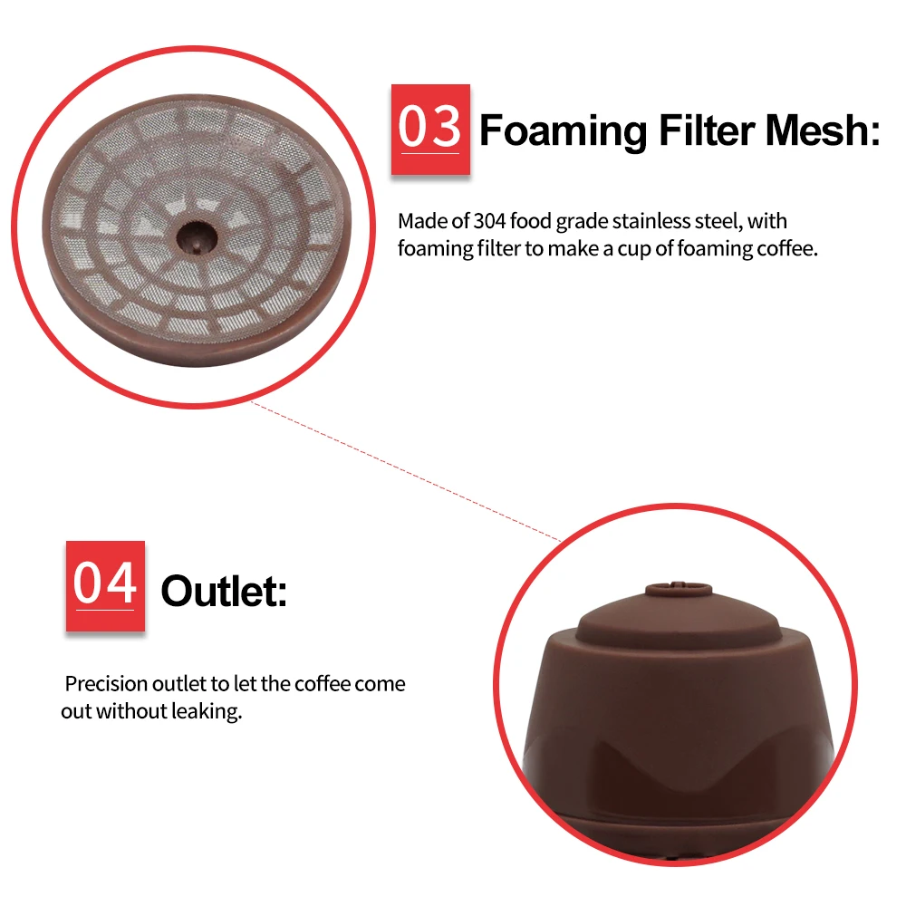 Capsule Pods Refillable Coffee Filter Cup Replacement For Dolce Gusto/Nescafe Coffee Tool Set