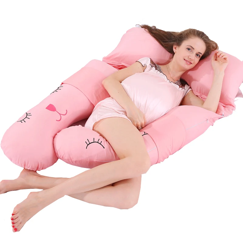 

Smile Printed Comfortable Cotton Pregnancy Pillow U Shape Body Pillow For Women Pregnant 9 Colors 145*80*20cm Waist Pillow