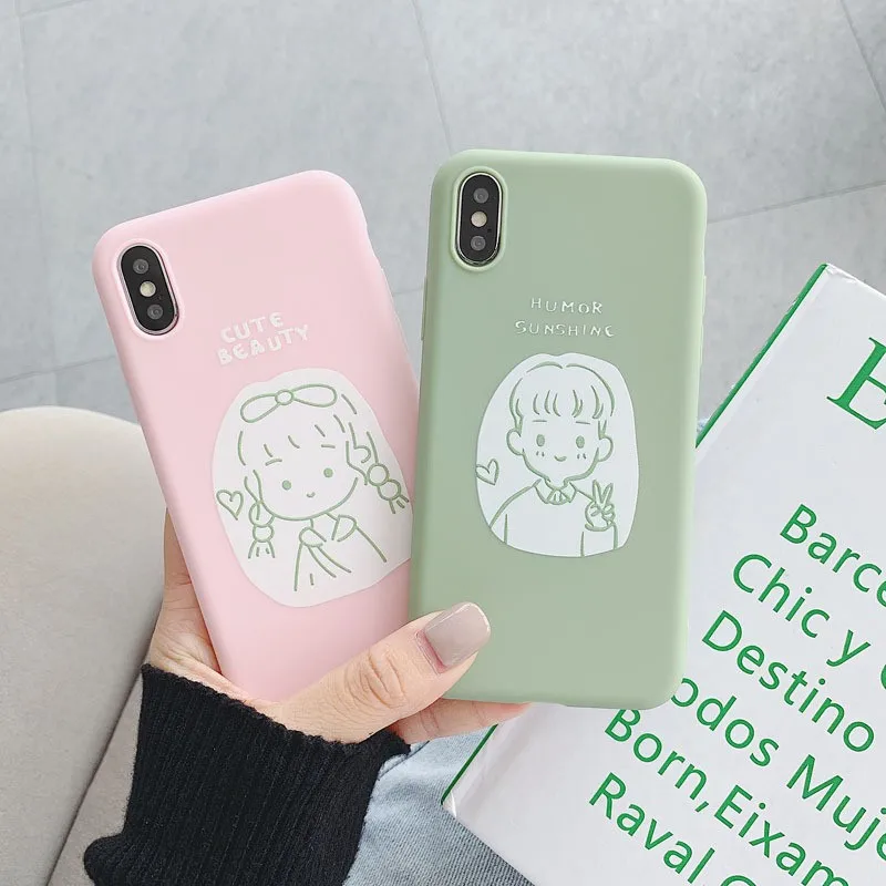 

For Iphone 7 8 Plus 6s Couple Text Pattern Phone Case For IPhone X XS 7 8 Plus 6 6S Soft TPU Sand Pink Cover Case