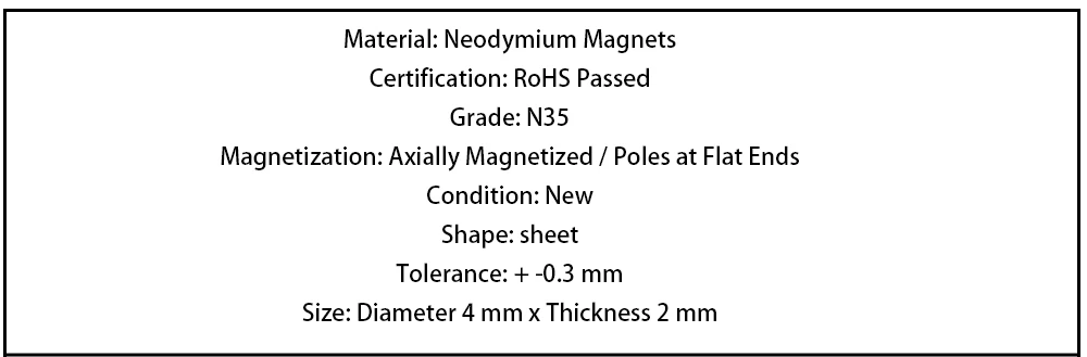 500 шт 4x2 N35 4 мм* 2 мм meodymium магнит мини диск диаметр 4 мм x 2 мм сильный Мощный круглый 4*2