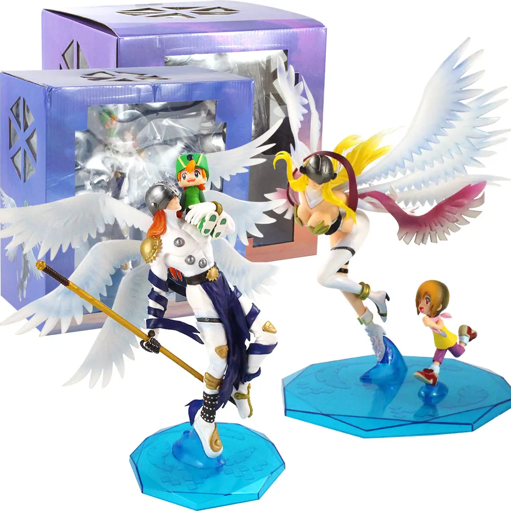 

Anime Digimon Adventure Angemon Angewomon Figure Takaishi Takeru Yagami Hikari PVC Model Toys