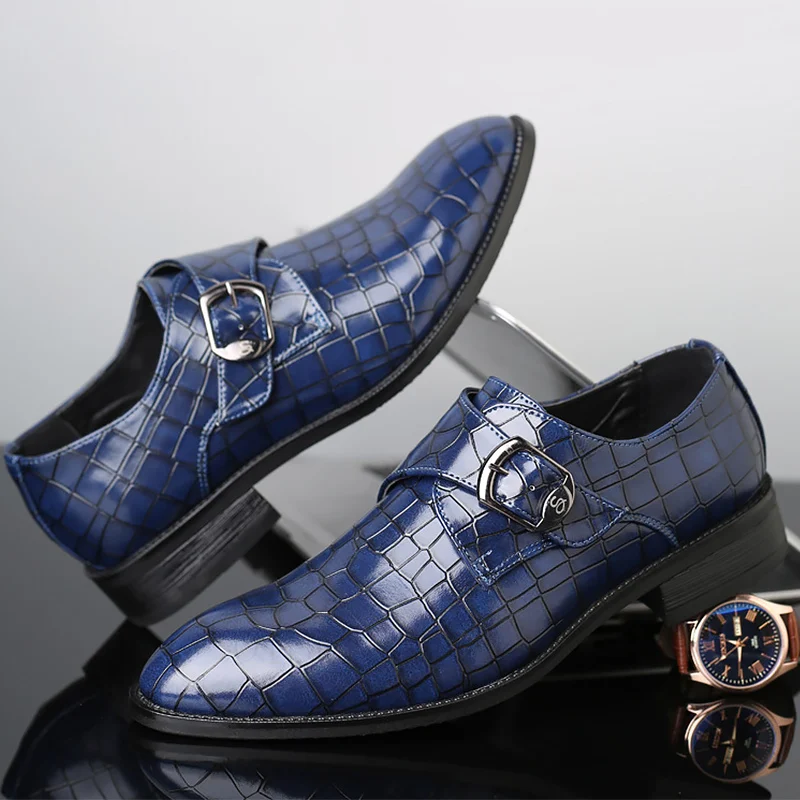 

Men's Oxford shoes Buckle Fashion Loafers for male Non slip Rubber sole Soft Wear-resistant PU leather shoes men Plus size 46-48