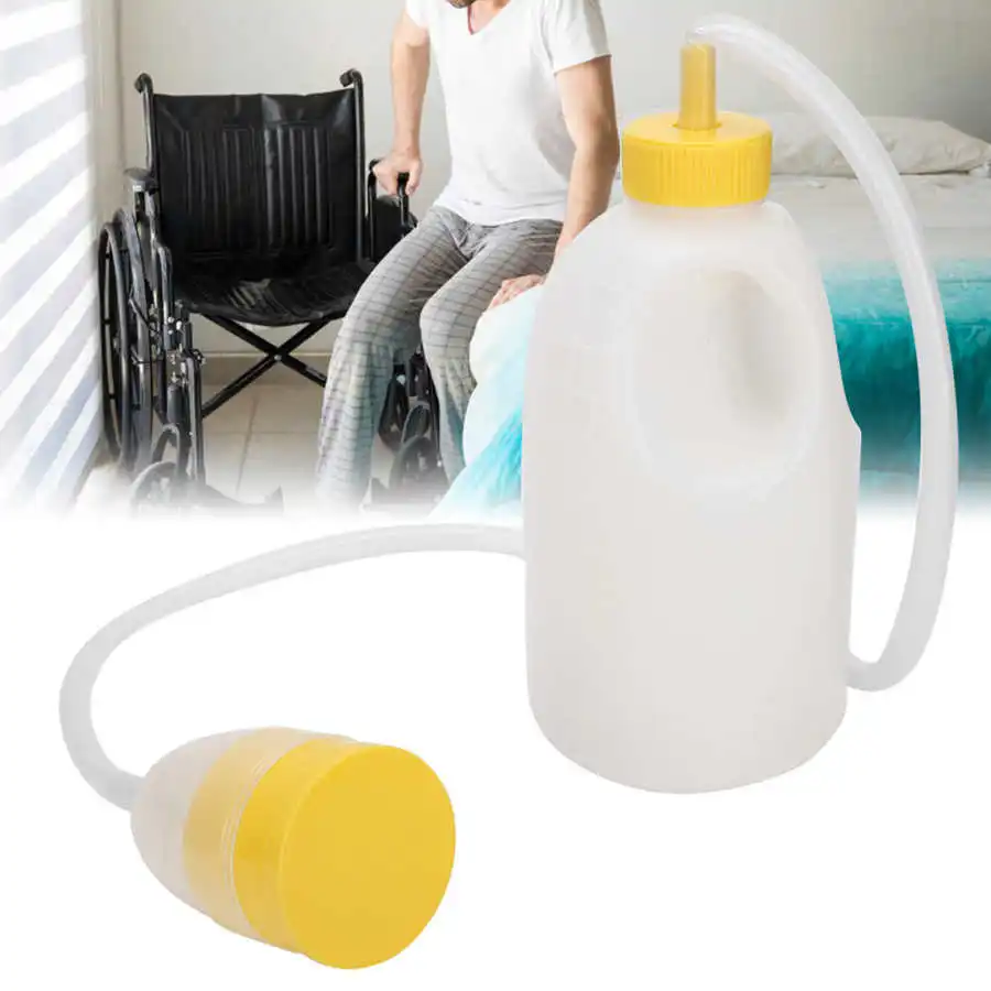 1700ML Men Male Large Capacity Urinal Pee Bottle Elderly Bedridden Patients Potty with Pipe for Bedroom Car Use Health Care
