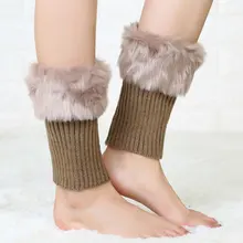 Женские ботинки; носки; мягкие однотонные короткие зимние уличные вязаные топы с рукавами; модные гетры; аксессуары без ступни