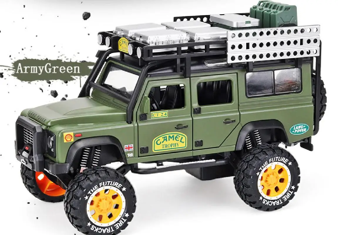 1:28 литой игрушечный автомобиль Camel Defender модель автомобиля игрушка трофей детский звук и светильник Коллекционная модель автомобиля подарок на день рождения игрушечный автомобиль