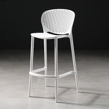 

Nordic High Bar Stool with Backrest Barstool Home Plastic Thickened Bar Chair Modern Minimalist Outdoor Hollow Chair Barstool