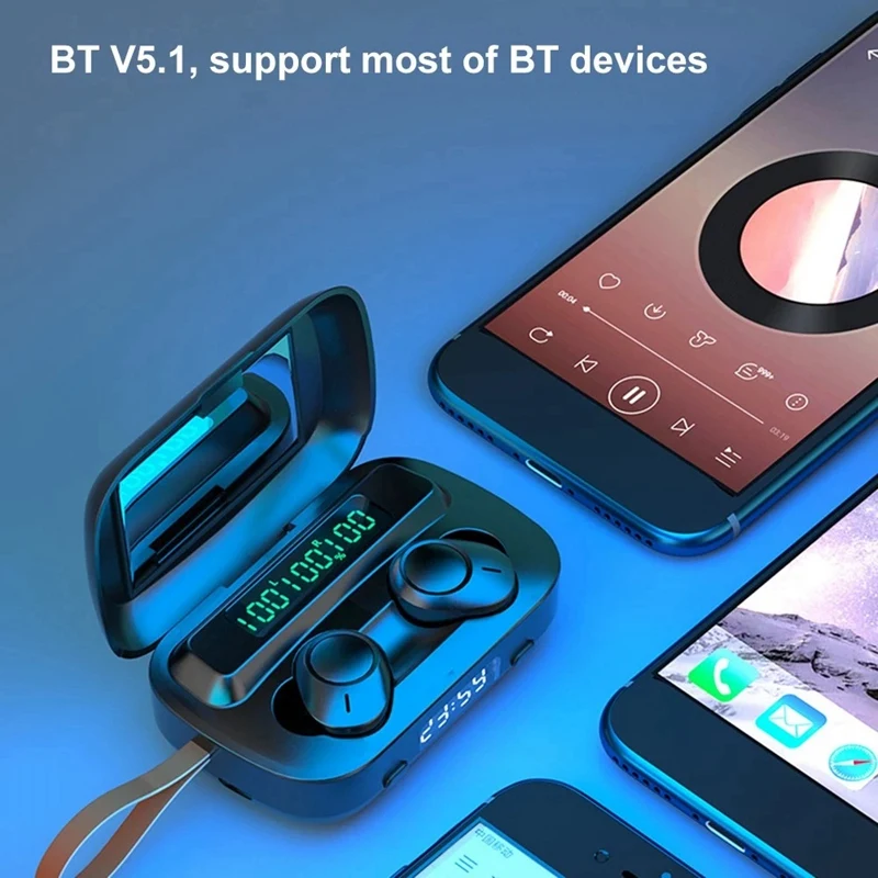 Bluetooth 5 1 Tws Earphones with Mic Sports Headsets Press Control Music Earbuds for Phones