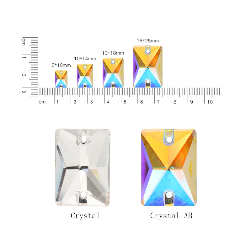 10x14mm 13x18mm Sew on Rhinestones for Clothing Crystal AB Flatback Stones Rectangle Shape K9 Glass Sewing Strass DIY Gifts | Дом и сад