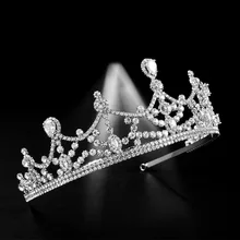 Аксессуары для невесты, европейский стиль, циркониевая большая корона,, свадебные аксессуары для волос, аксессуары для свадебного платья