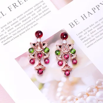 

Trendy skirt long earrings 925 Silver Needle Fan Combination Diamond earrings