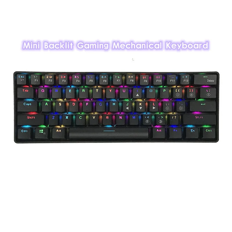 Dual Mode 61 Key Mechanical Keyboard 2.4G Wireless RGB Full Color Backlit Gaming Blue Switch For PC Laptop Computer