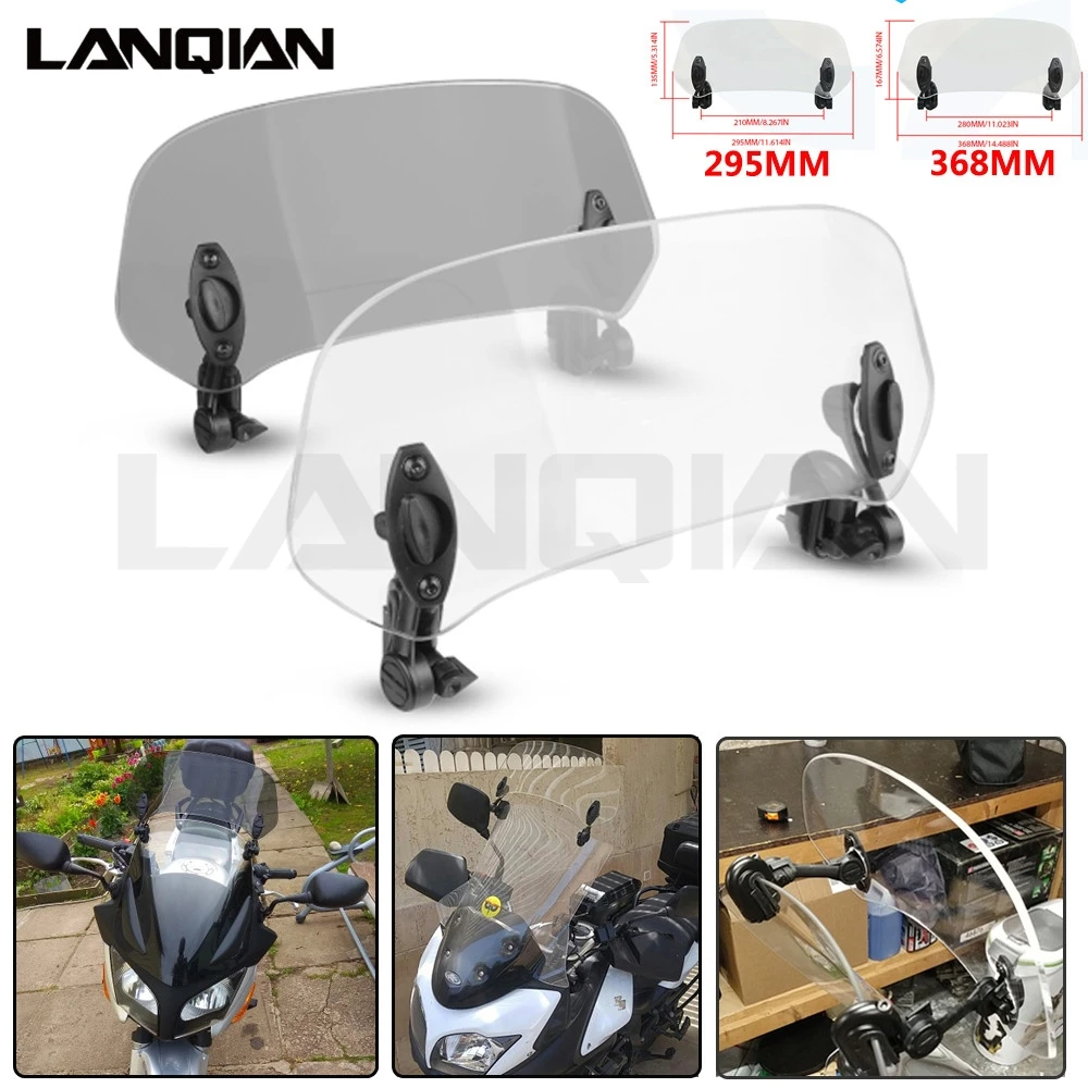 

Motorcycle Adjustable Clip On Windshield Extension Spoiler Windscreen Air Deflector For BMW Honda Suzuki Yamaha Kawasaki Parts
