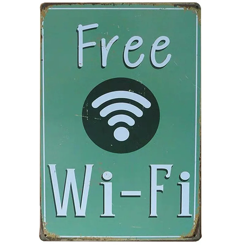 Бесплатный Wi-Fi Ретро металлическая вывеска винтажная Оловянная тарелка с узором классическое железо Украшение стен для бара кафе спортзала гараж; клуб паба