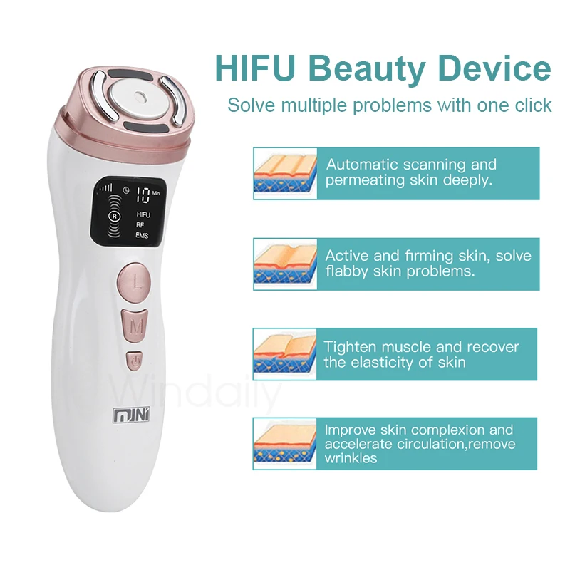 Mini Hifu Facial Lifting Device EMS Microcurrent Face Massager Skin Tightening Anti Wrinkle Beauty Machine Skin Care Tools