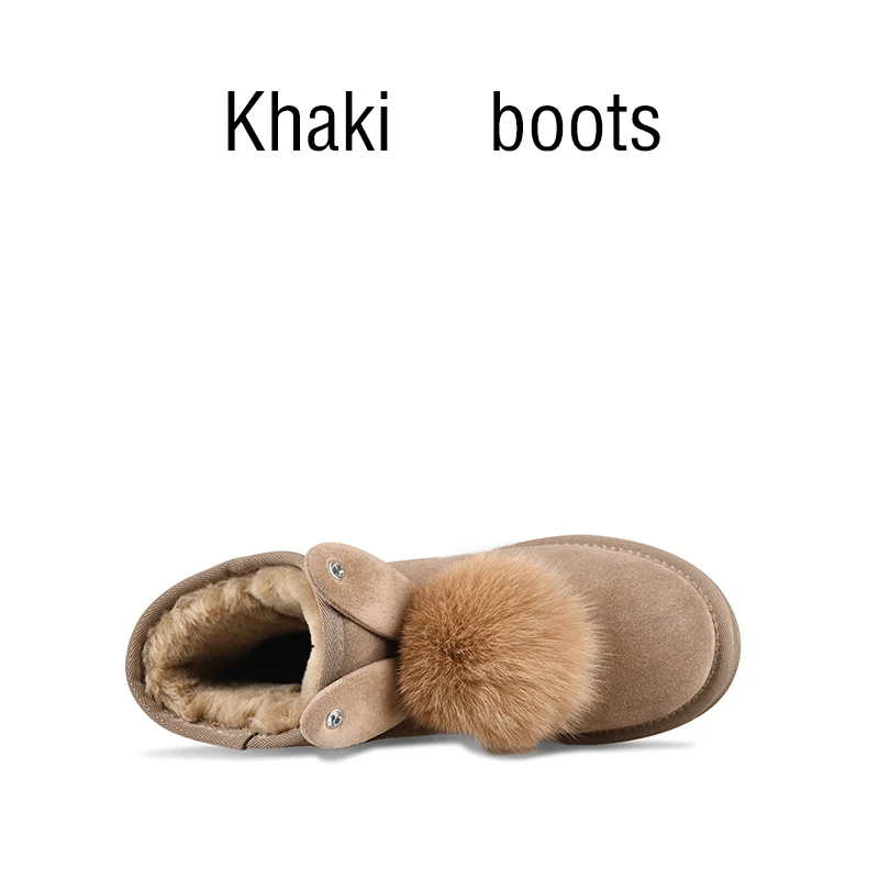 GOXEOU/ Winter Women Boots Cow Suede Female Ankle Boots Slip-On Solid Women Shoes - Цвет: Khaki  boots