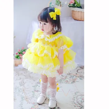 

Baby Girl Clothes Summer Spanish Lolita Vintage Princess Ball Gown Mesh Bow Cute Dress for Girl Birthday Easter Vestidos Y3000
