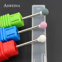 ASWEINA 2 шт./лот сферические фрезы для дизайна ногтей с керамическим камнем, сверло для электрического маникюрного станка, аксессуары, инструменты для дизайна ногтей, пилка для ногтей