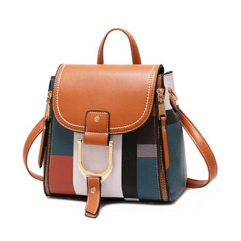 

Famouse Luxury Brand Designer Backpacks Women PU Leather Patchwork Backpacks Female School Bags for Teenager Girls Travel Bag