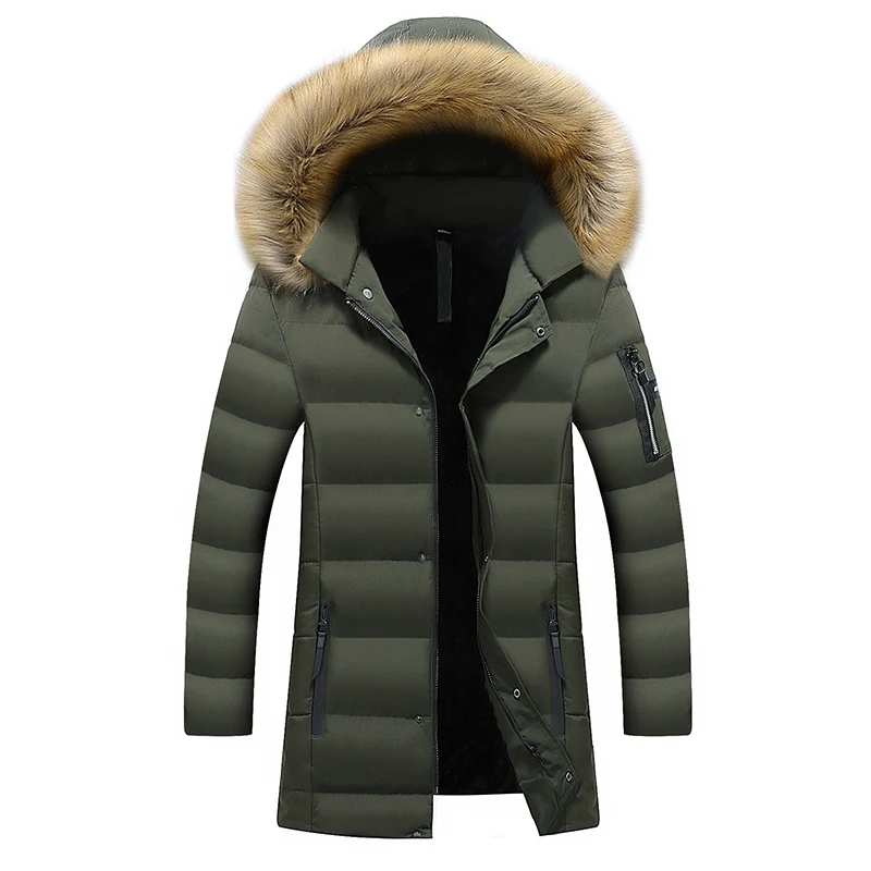 Армейский зеленый MANTLCONX, 7XL, 8XL, Длинные парки, мужская зимняя куртка с капюшоном, пальто, мужская верхняя одежда, зимняя мужская повседневная теплая парка, модная мужская куртка - Цвет: Армейский зеленый