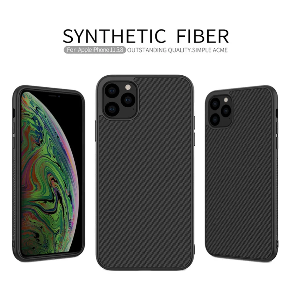Nillkin Синтетический Чехол для телефона из углеродного волокна для apple iphone 11 Pro Max XS XR X 6 Plus Твердый чехол для iphone 7/8