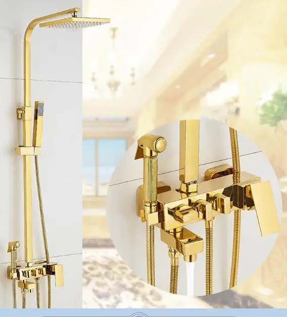 gold shower b Старый Золотой смеситель для душа, все античная медь зал ванная комната тяжелый дождь Золотой насадка, душевая головка - Цвет: gold shower b