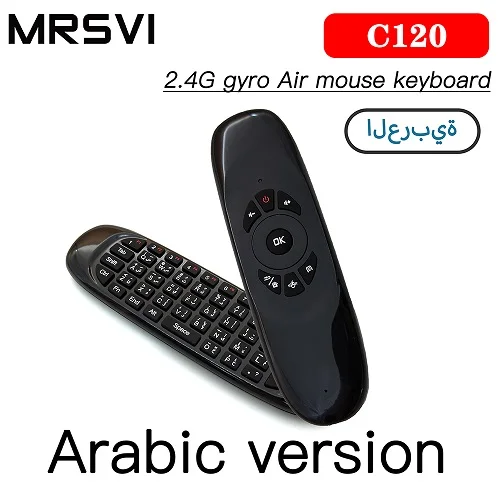 Горячие 6 осевой гироскоп C120 2,4 г арабский Air mouse перезаряжаемая Беспроводная клавиатура Пульт дистанционного управления для Android tv Box компьютера - Цвет: Arabic Version