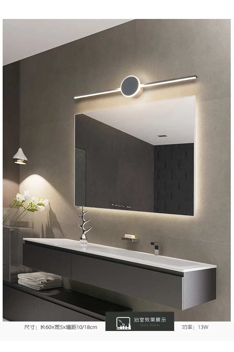 Modern Led Wall Lamp For Bathroom Aluminum Mirror Indoor Wall Lighting Sconce Lamps Modern Vanity Lamps Led Wall Light Fixture gold wall lights