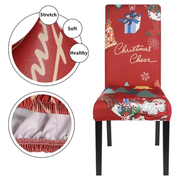 

Xmas 1pcs Elastic Dining Room Seat Chair Covers Christmas Chair Cover Stretch Slipcovers For Christmas Banquet Party Decor