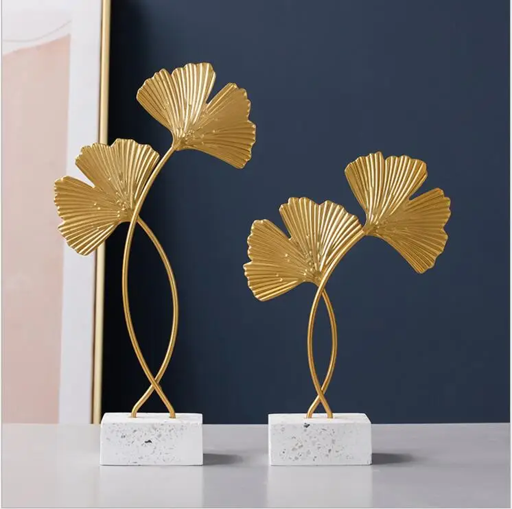 Golden Ginkgo Leaf Model Iron Tv Cabinet Decor Leaf Console Cabinet Decoration|Figurines &Amp; Miniatures 15 Bj201-1