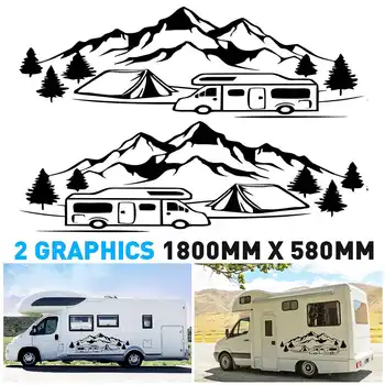 

2pcs Car Sticker Auto Tree Mountain SUV Off-road RV Camper Car-Styling Vehicle Reflective Decals Sticker Decor Accessories