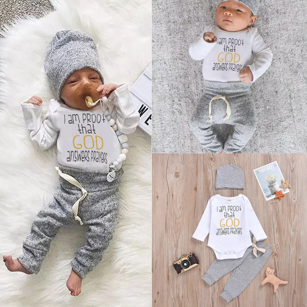Cute Newborn Baby Boy Girl Clothes Romper Jumpsuit Pants Trousers Hat Outfit Set