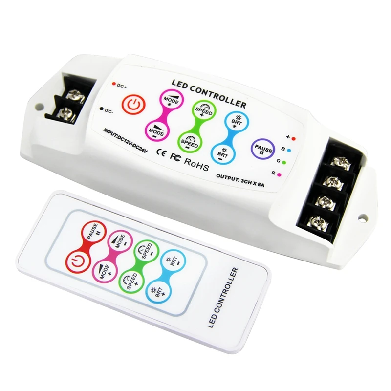 

Bc-390Rf 8A/Ch X 3 Multi-Function Rgb Led Controller Wireless Remote Dc12V-24V/Dc5V-24V for Led Strip