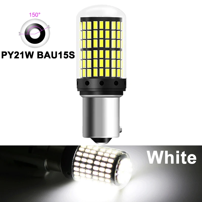 PY21W BAU15S White 1x P21W PY21W Автомобильный светодиодный лампы Ba15s 1156 Bau15s T20 WY21W W21W 7443 высокое Мощность светодиодный сигнальный светильник Canbus без ошибок Авто фонарь заднего хода - Испускаемый цвет: PY21W BAU15S White