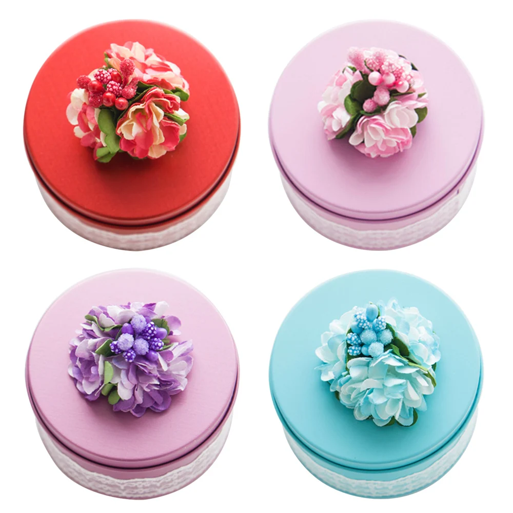 

10 Pcs Lace Decor Storage Box For Party Supplies Flower Design Wedding Candy Gift Box Tin Round Caddy Metal Favor organizador