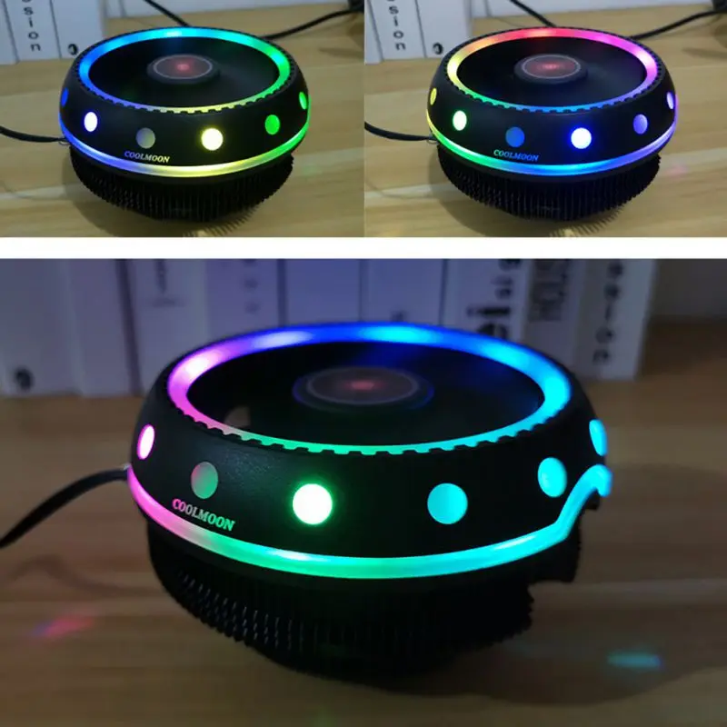 2019Newest UFO Fantasy Color CPU Cooler Desktop Host Mute Universal RGB Color Computer Cooling CPU Fan