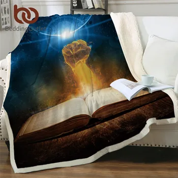 

BeddingOutlet Fire Punch Sherpa Blanket 3D Book Throw Blanket Knowledge Power Soft Fluffy Blanket Vast Universe Plush Bedspread
