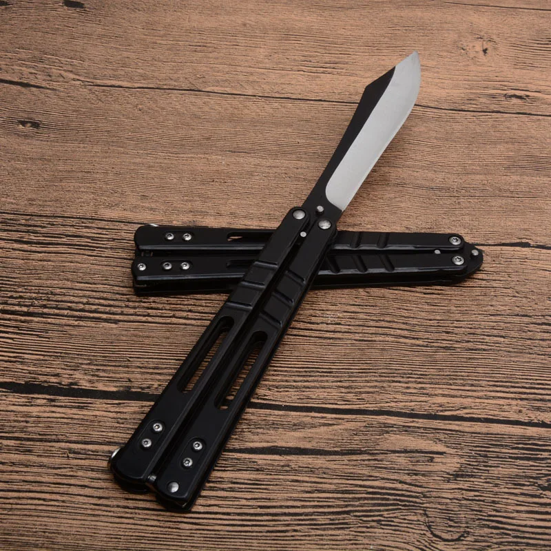 Butterfly Trainer Knife 440 Blade Training Knives steel Handle Pocket Swing Knife Outdoor Camping Hunting knifes CS GO dull tool