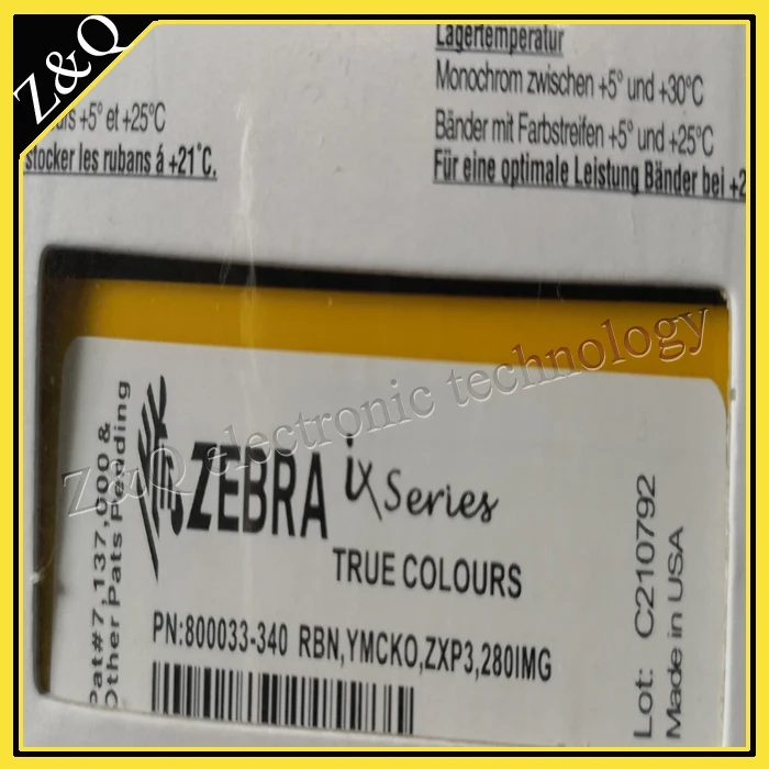 Zebra 800033-340cn цветная лента-YMCKO-280 Печать работает на Zxp3 двойной принтер