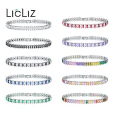 LicLiz модные геометрические циркониевые хрустальные теннисные браслеты для женщин, цветные фианиты, белое золото, цветная цепочка, ювелирное изделие LUB0181