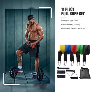 

11Pcs/Set Latex Resistance Bands Set Yoga Exercise Fitness Band Rubber Loop Tube Bands Gym Door With Bag Kits Workout Equipment