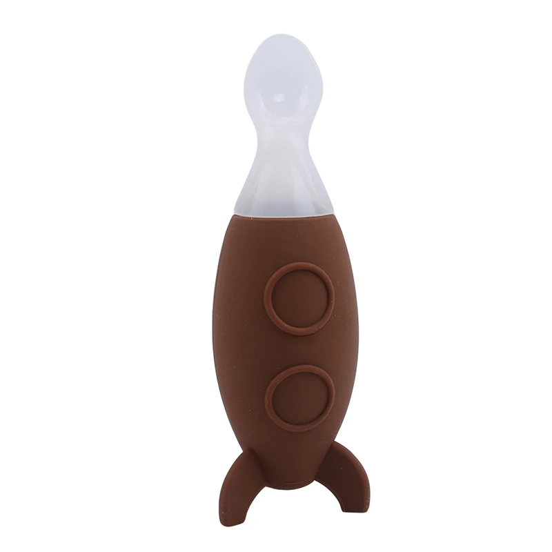 Silicone Squeeze Feeding Bottle Spoons Feeder 4 Colors Baby Feeding Spoon Without Bpa