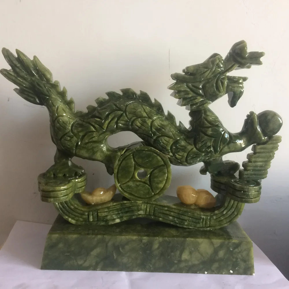 Драгон де нефрит де тайван дель Сур де Китай tallado floreciente Estatua de la riqueza de feng shui regalos de Artesania Nat