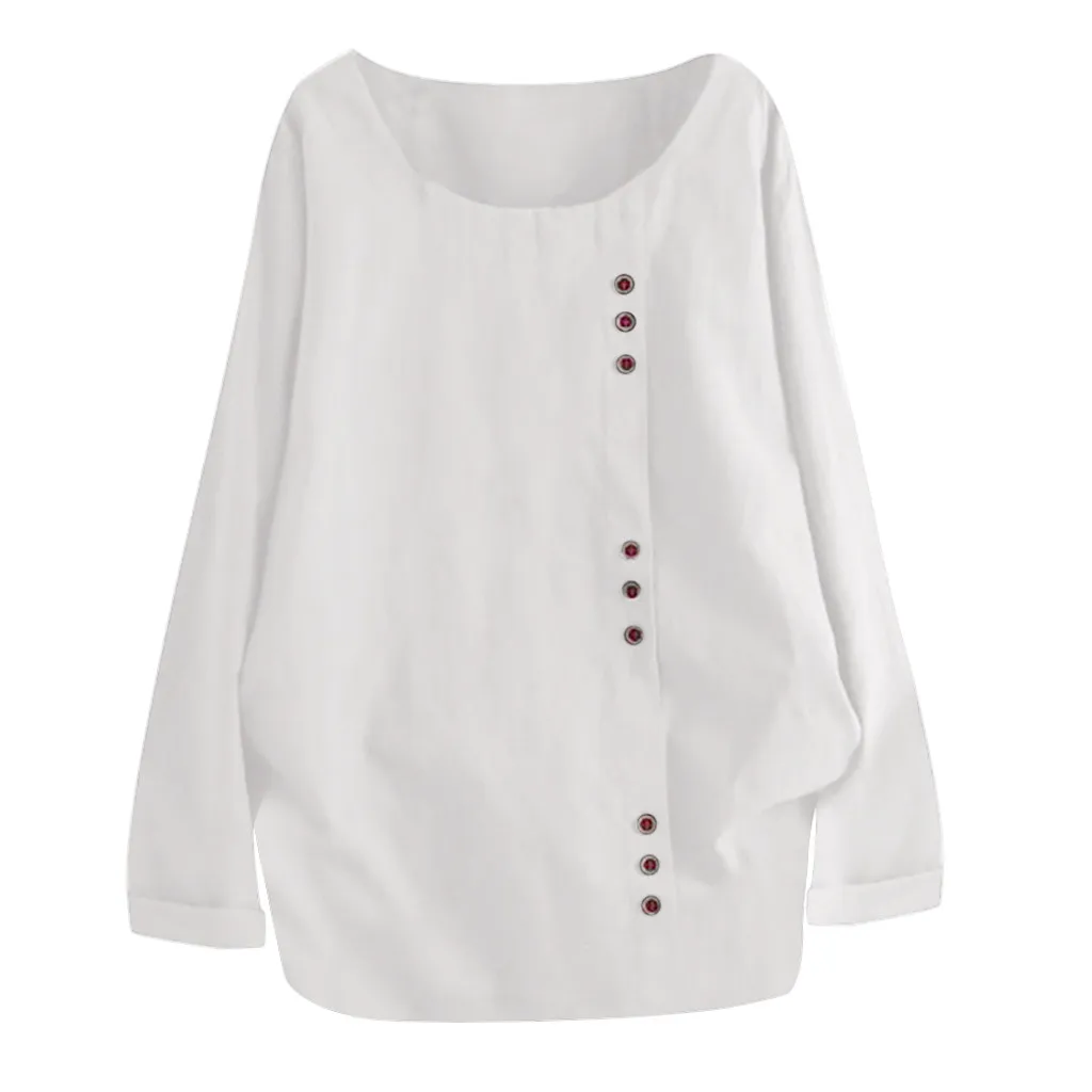 

JAYCOSIN 2019 Fashion Oversized Long Sleeve T Shirt Plus Size Women Long Sleeve Cotton Linen T-Shirts New Style Loose T-shirt