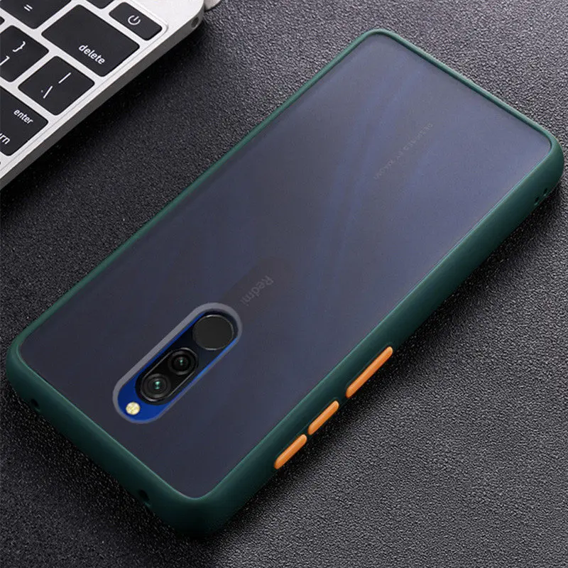Матовый сенсорный чехол для телефона Xiaomi Redmi 8, противоударный силиконовый чехол для Redmi 8A, чехол на заднюю панель, прозрачная Броня - Цвет: Dark Green