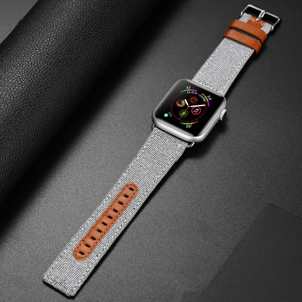 DUX DUCIS ремешок из натуральной кожи для Apple Watch 38 мм 40 мм 42 мм 44 мм холст нейлоновый манжет браслет ремешок для iwatch 1 2 3 4
