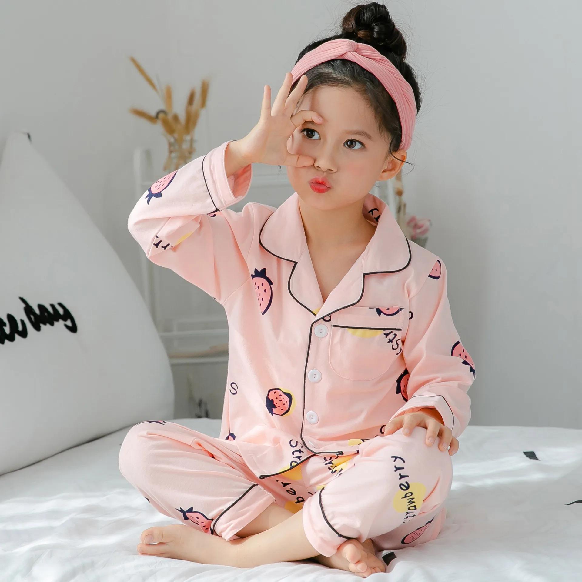 

102 # [M Long Sleeve 65 Thoracotomy] of xin baby Dai Xin Long Sleeve CHILDREN'S Pajama Set 65 Cotton Thoracotomy 6-16 Code