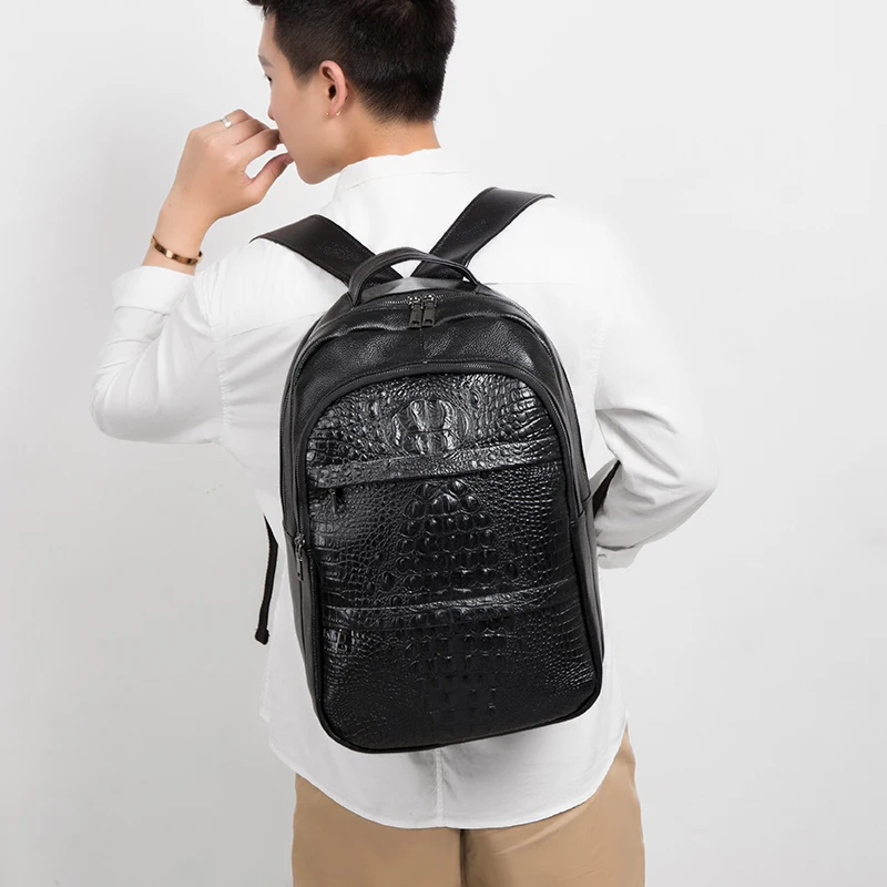 FEIDIKABOLO New Luxury Crocodile Men Backpack 100%Genuine Leather Men\'s Backpacks High Quality Travel Backpacks for Male mochila